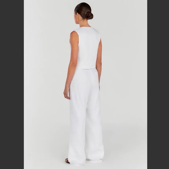 DISSH WHITE WIDE-LEG TROUSERS LINEN PANTS AU 6 / US 2 24 - Picture 10 of 11